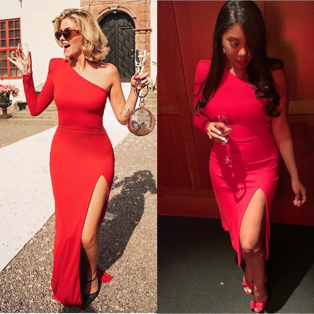 Nadine Merabi Mina Midi Red Dress